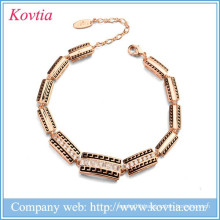 Luxury Rectangle Stainless Steel Link Men's Bracelet Gold Chain Link Zircon Bracelets